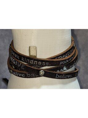 Boho Inspirational Humanity For All Brown Leather Wrap Bracelet Affirmation Quot
